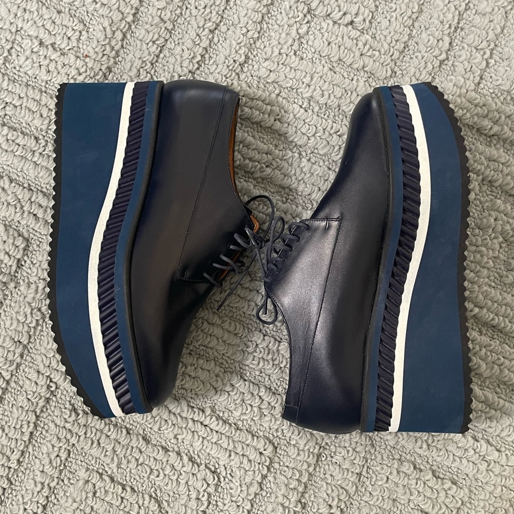 CLERGERIE Navy Leather Platform Shoes Sneakers Women’s 39.5